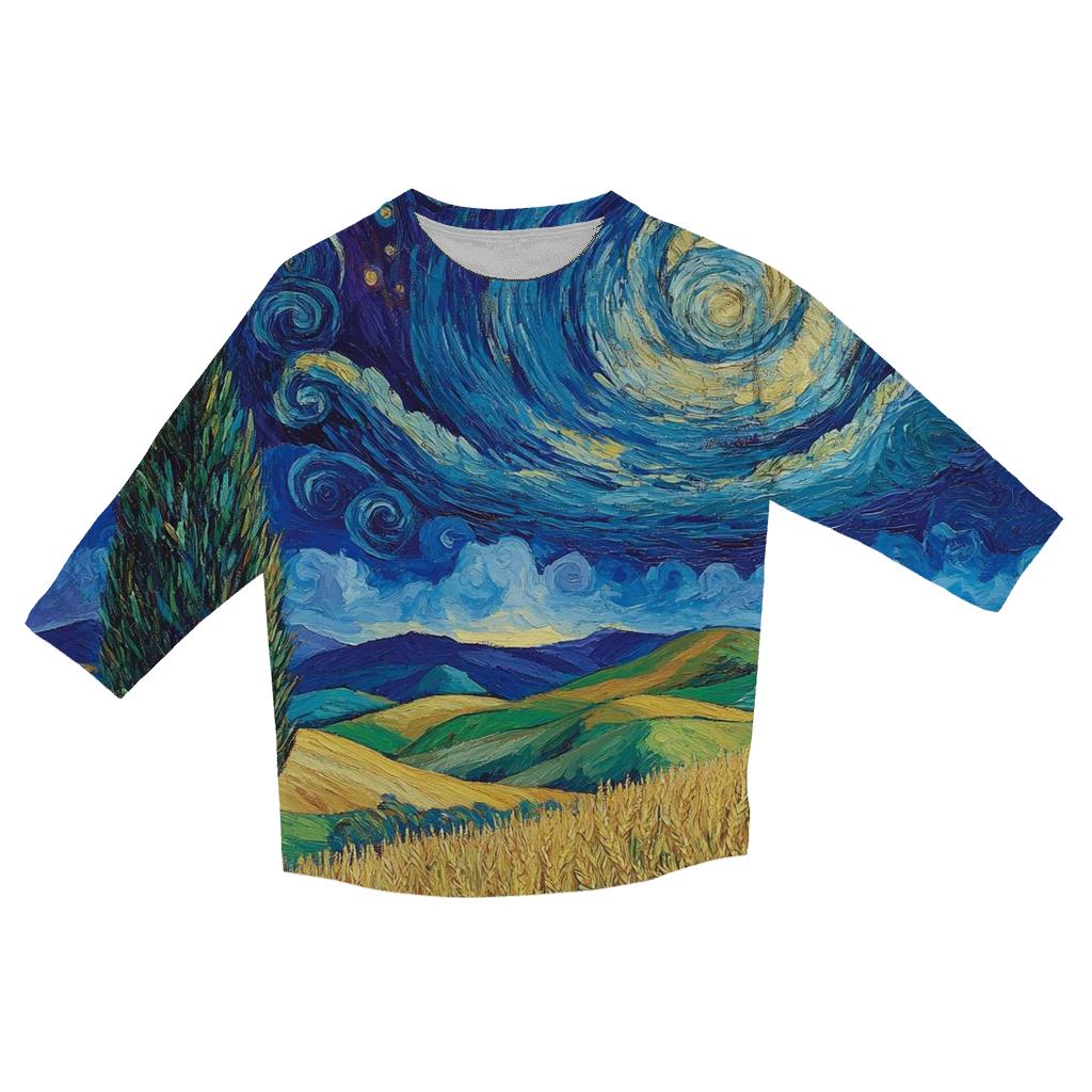 Van Gogh Inspired Starry Countryside fashion 3/4 sleeve shirts
