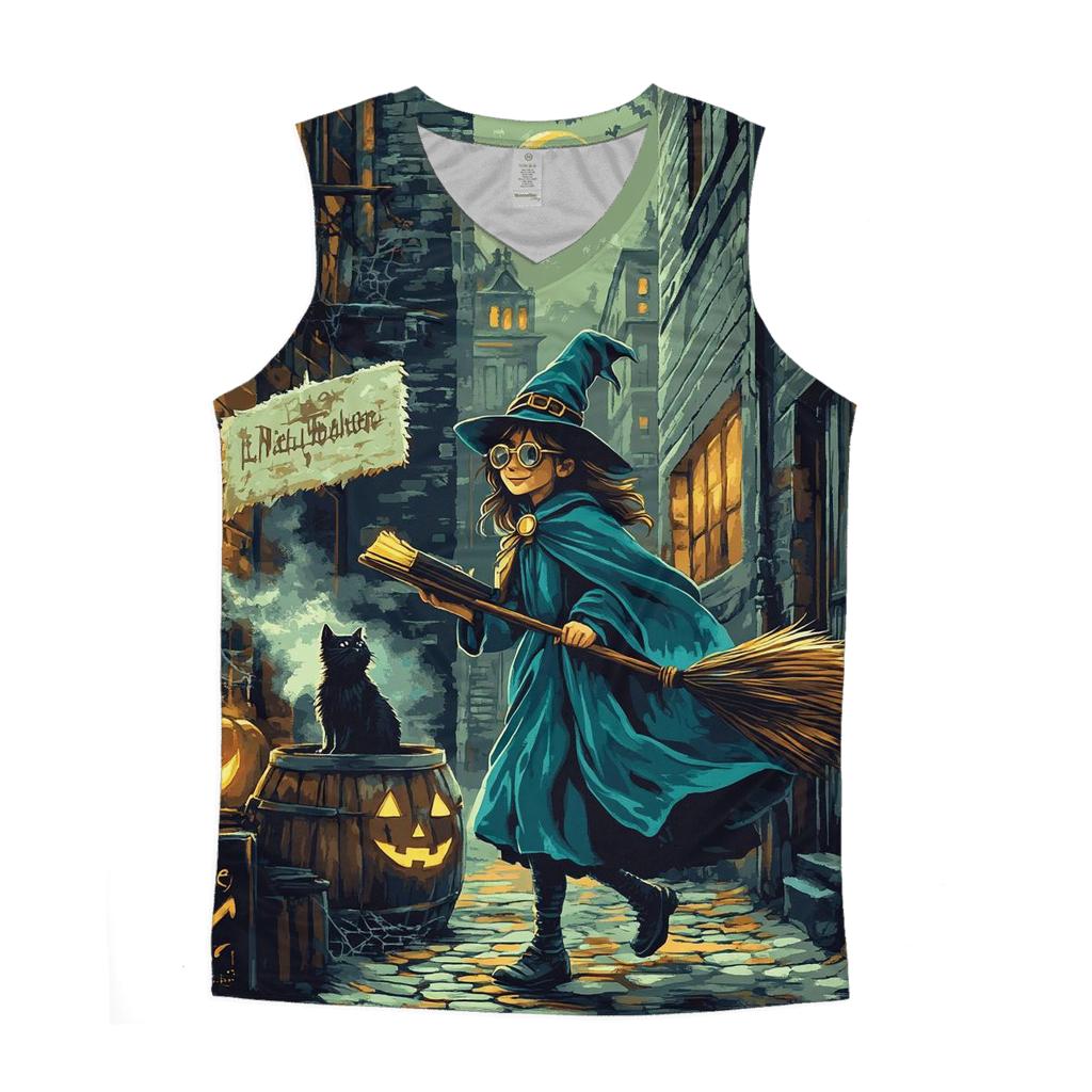Midnight Witch In Spooky Alley custom tank tops