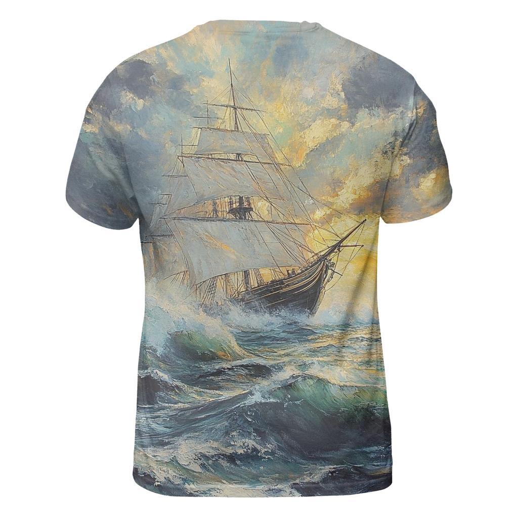 Turner Inspired Ship In Tempest artistic all-over print tops