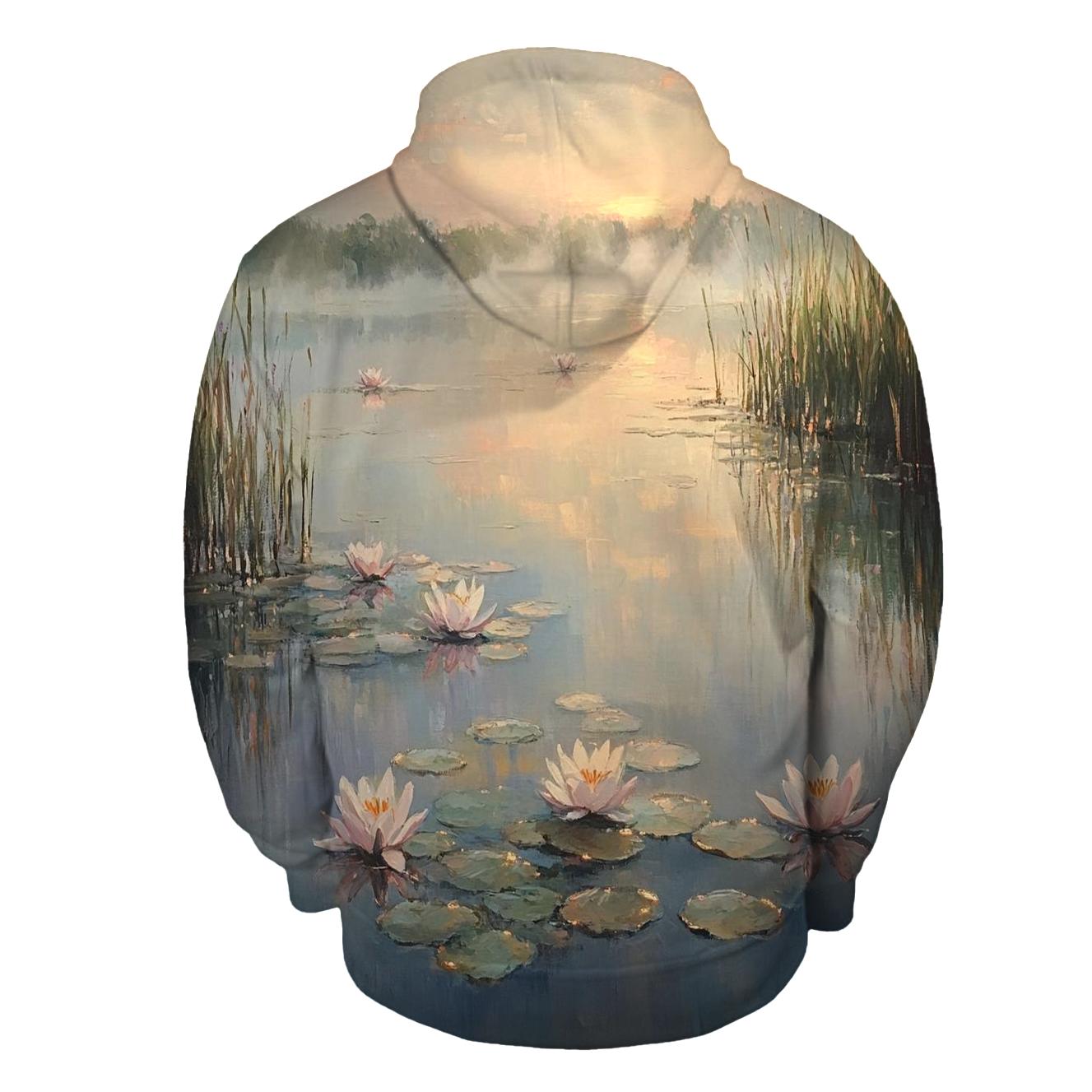Monet Inspired Water Lilies At Dawn lightweight hoodies