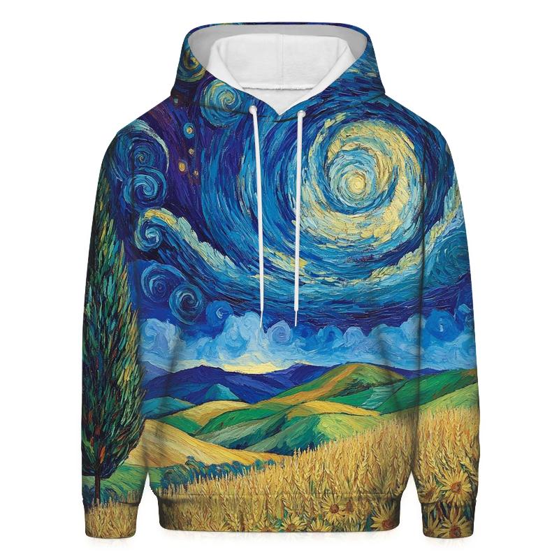 Van Gogh Inspired Starry Countryside pullover hoodies