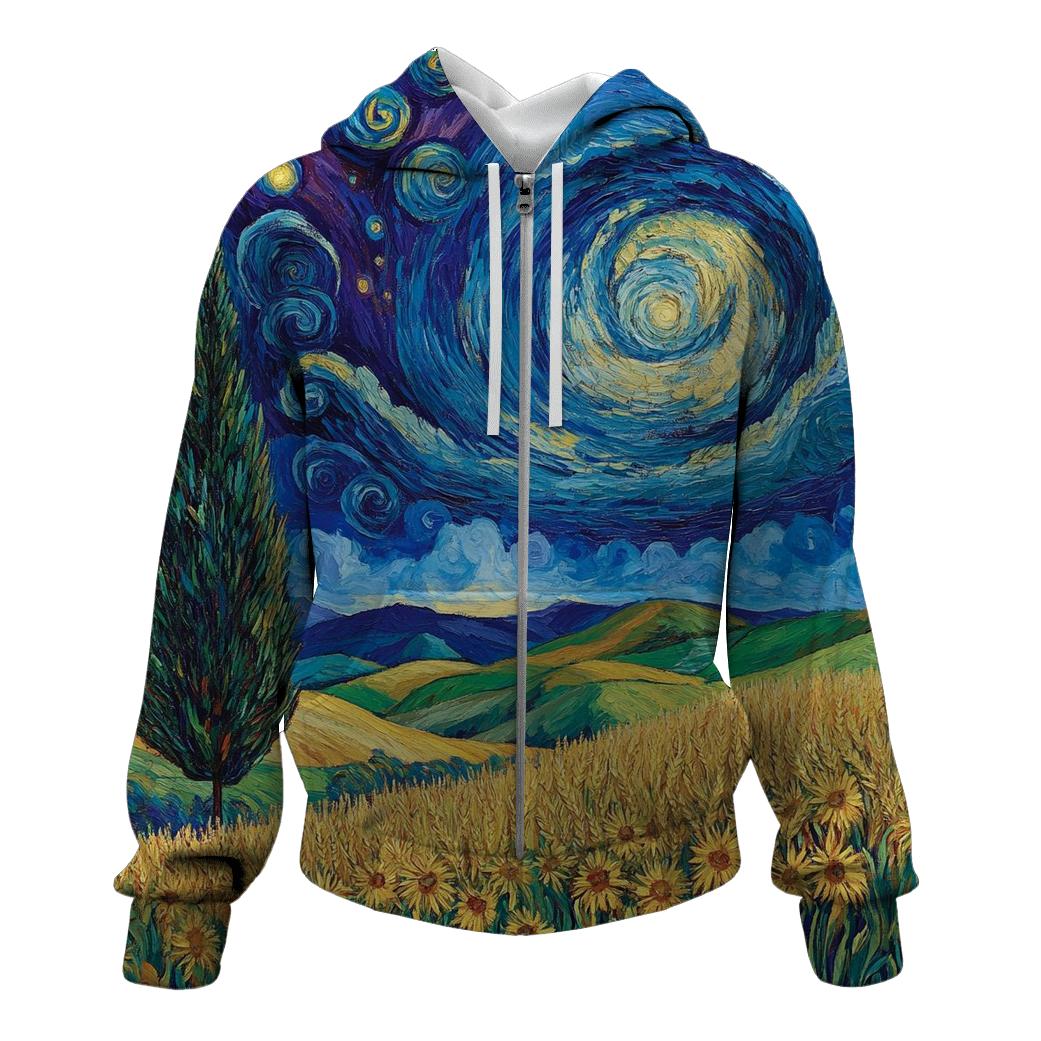 Van Gogh Inspired Starry Countryside custom hoodies