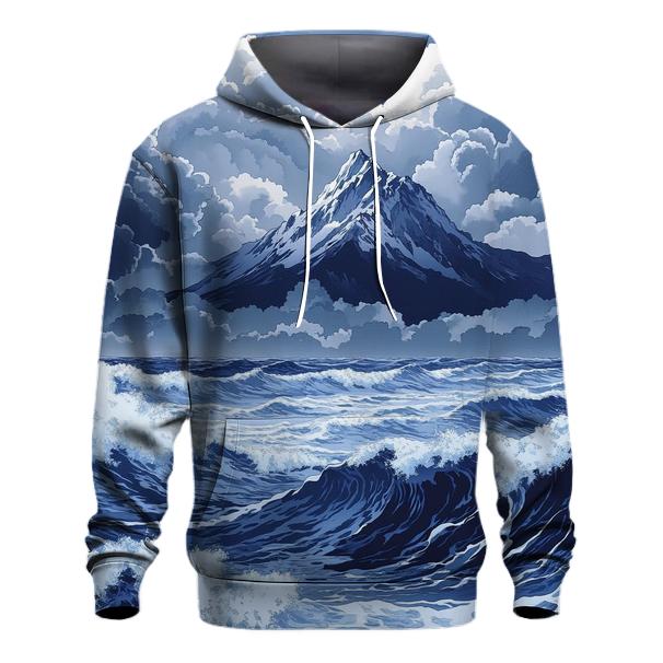 Hokusai Inspired Mountain Storm designer hoodies