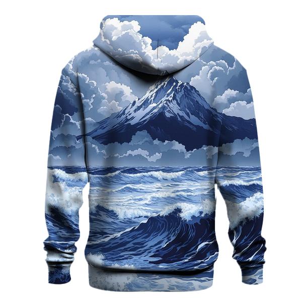 Hokusai Inspired Mountain Storm designer hoodies