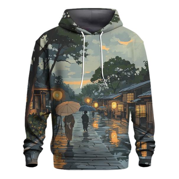 Hiroshige Inspired Rainy Street At Dusk hoodie styles