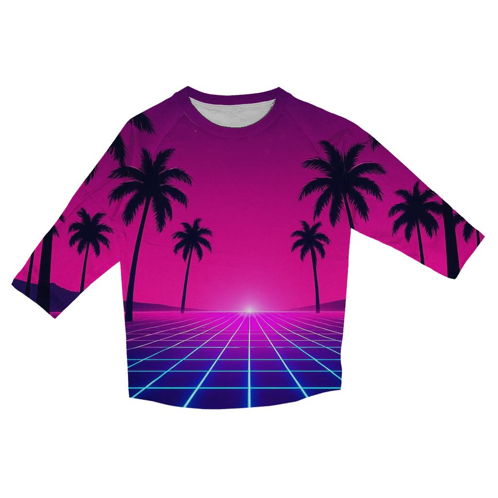 Neon Grid Lines stylish quarter sleeve tops