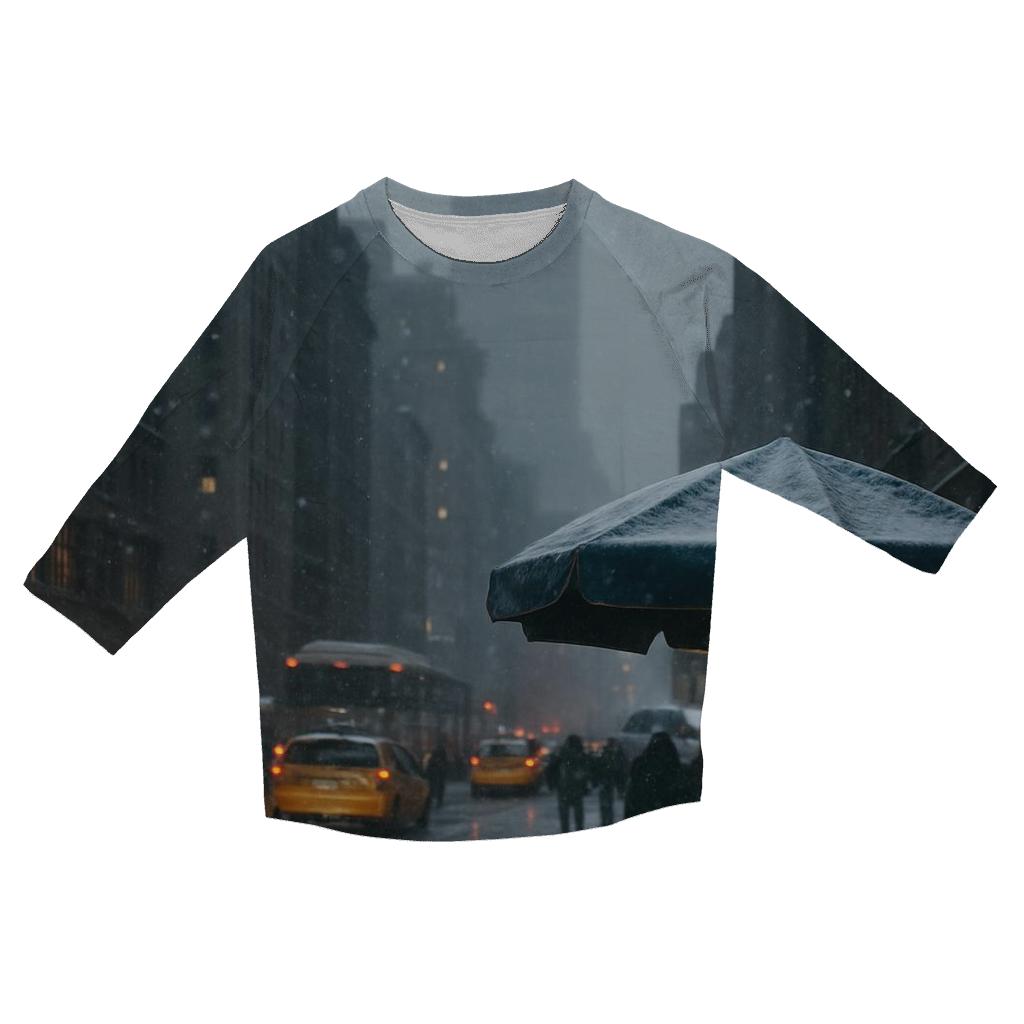 Snowfall On Midtown Avenues casual three quarter sleeve shirts