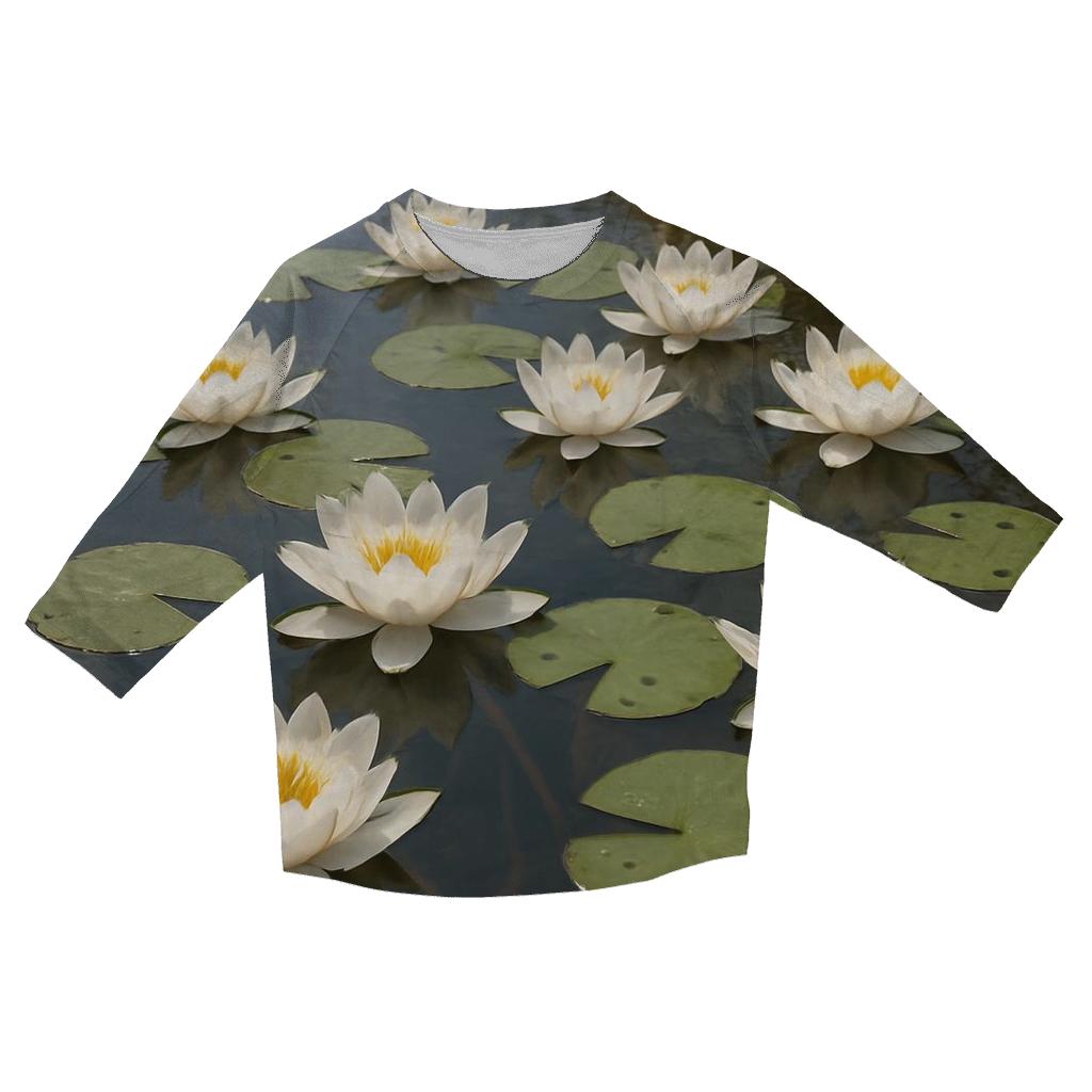 Riverbank Water Lily Survey casual three quarter sleeve shirts