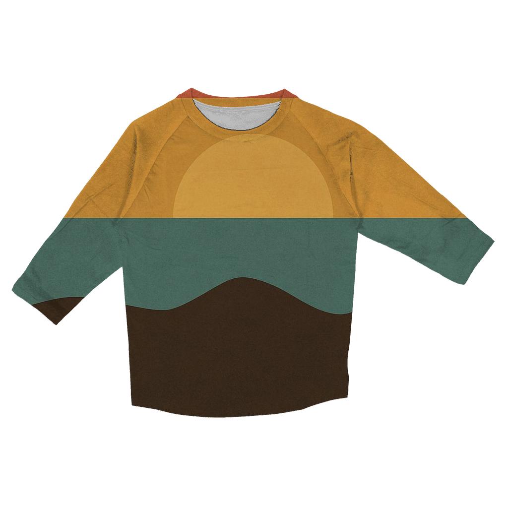 Retro Sunset Stripes designer 3/4 sleeve blouses