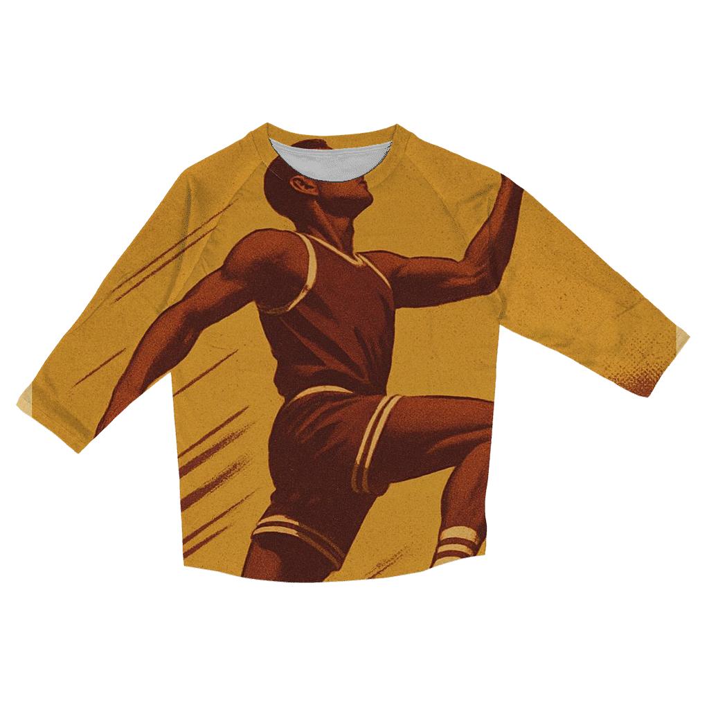 Retro Court Basketball fashion 3/4 sleeve shirts