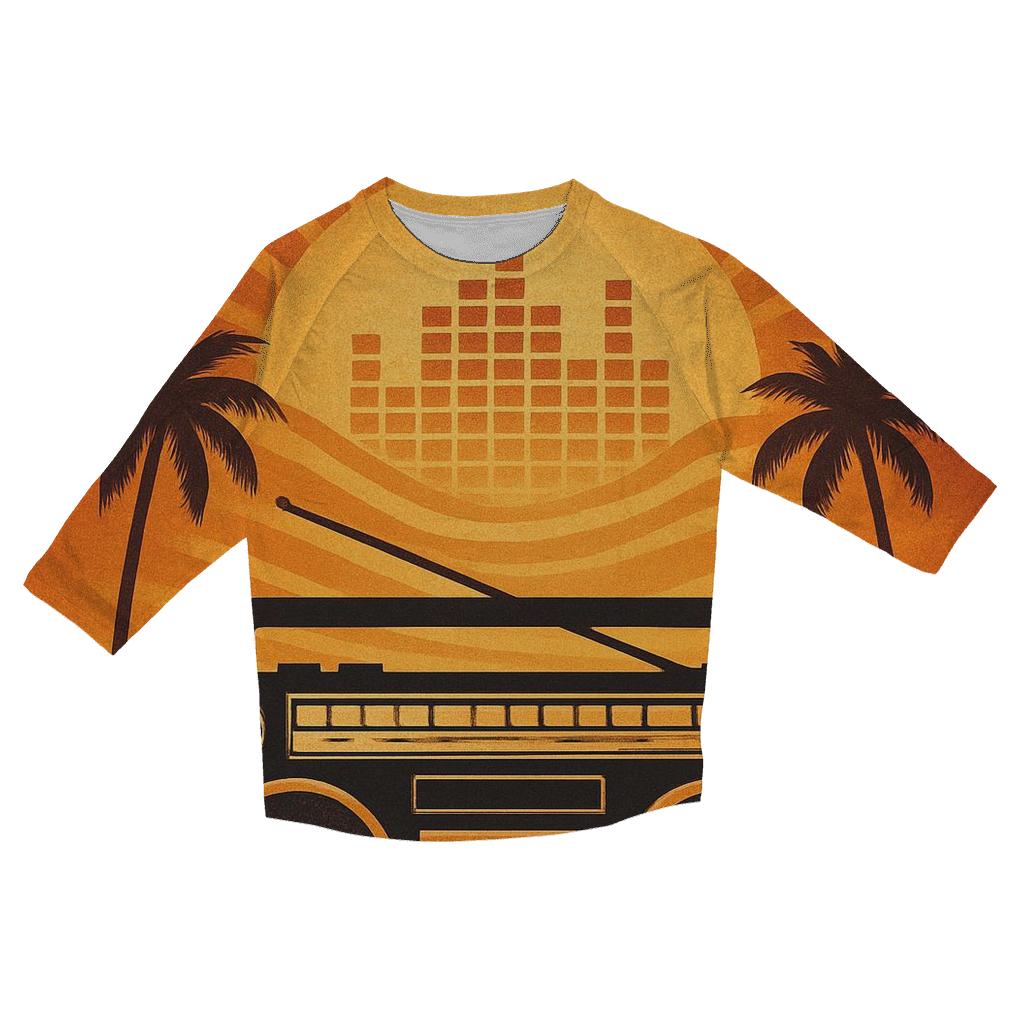Boombox Sunset Silhouette printed three quarter sleeve shirts