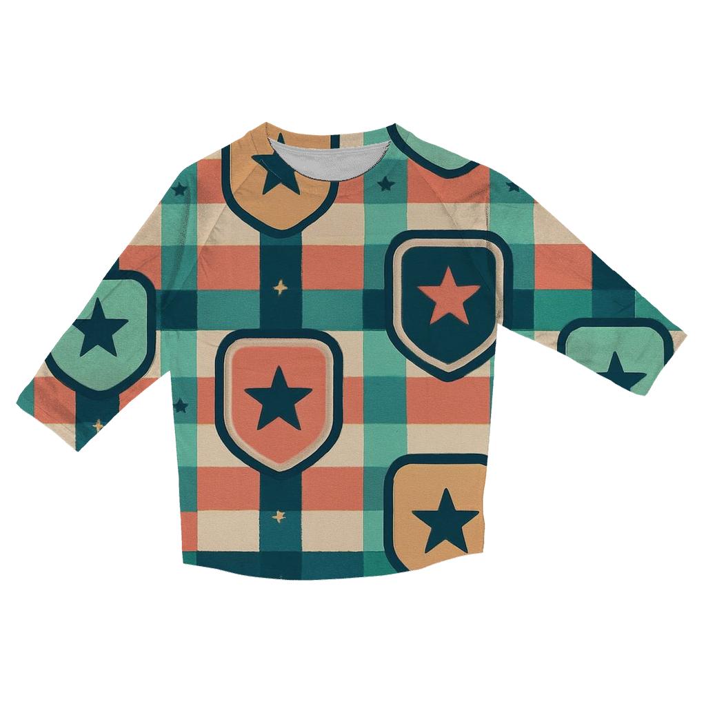 Mod Roller Skate Plaid printed three quarter sleeve shirts