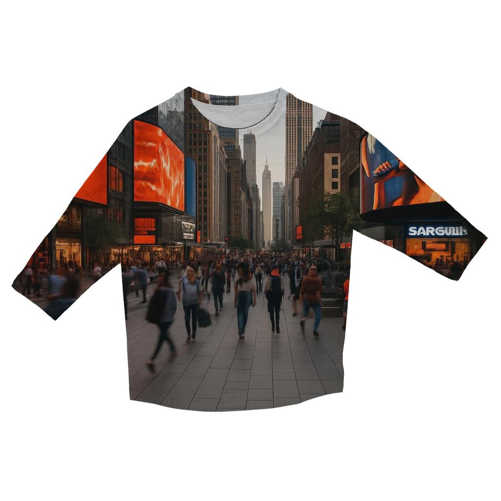 Rush Hour Pedestrian Plaza Panorama cotton quarter sleeve shirts