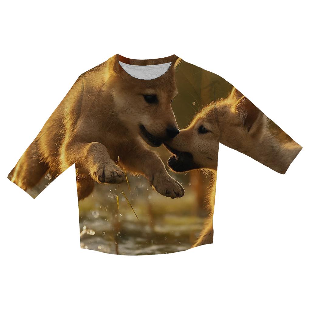 Wetland Pup Play Session casual three quarter sleeve shirts