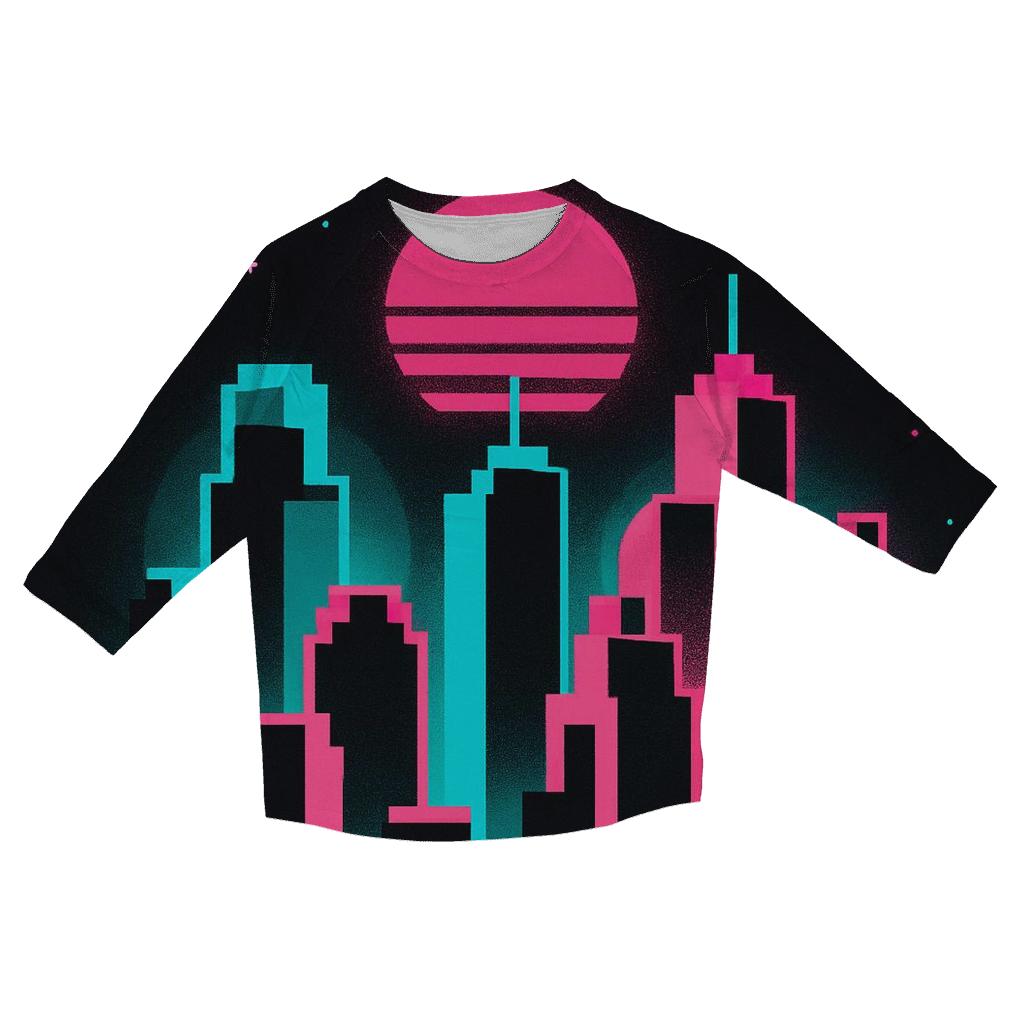 Pixel Skyline Glow custom 3/4 sleeve shirts