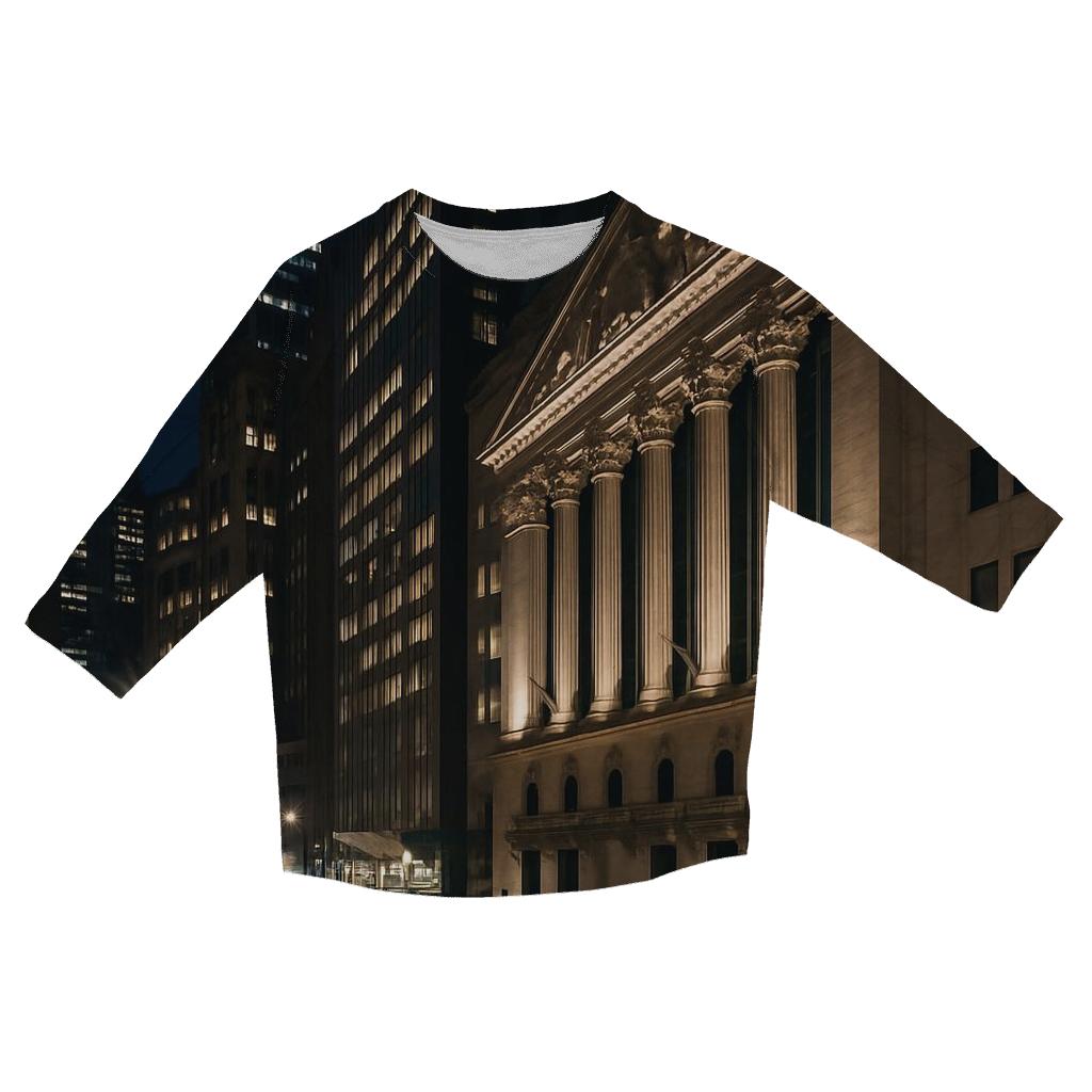 Midnight Architectural Study Of Financial District fashion 3/4 sleeve shirts