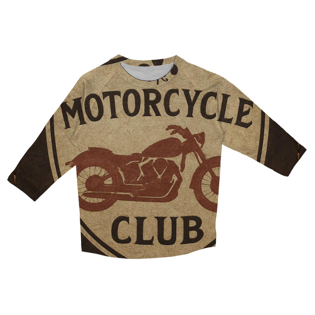 Worn Leather Motorcycle Crest casual three quarter sleeve shirts