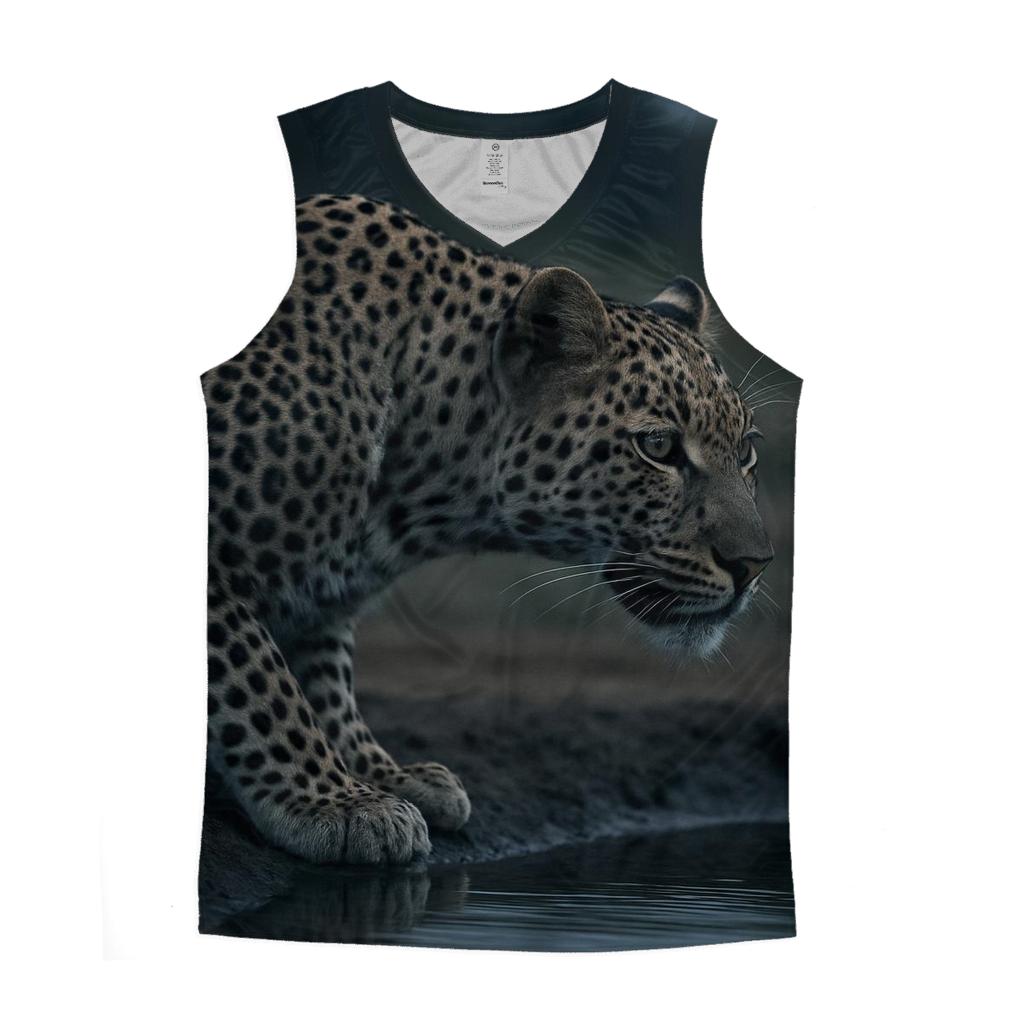 Shade-Pool Vigil — African Leopard cotton sleeveless tops