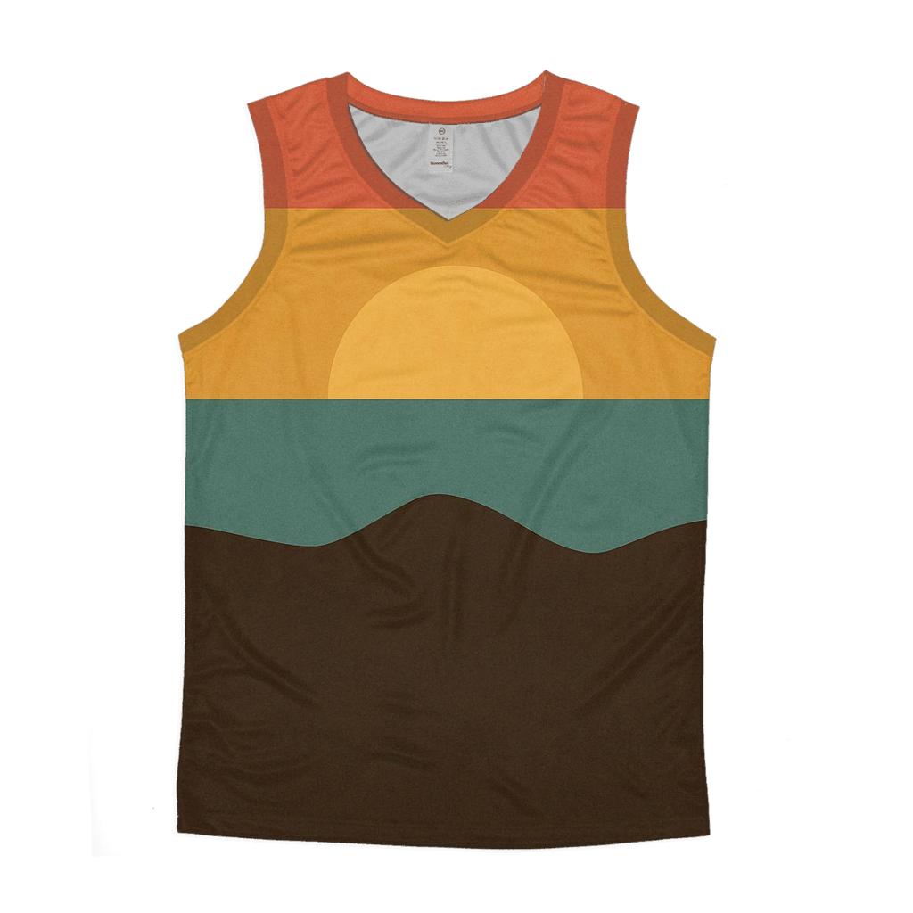 Retro Sunset Stripes cotton sleeveless tops