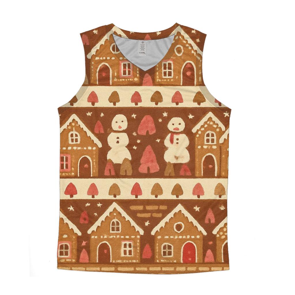 Gingerbread Village Parade Design trendy fitted tank tops