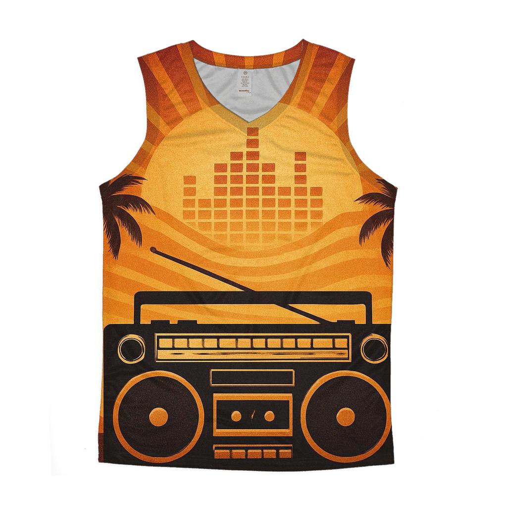 Boombox Sunset Silhouette personalized athletic tanks