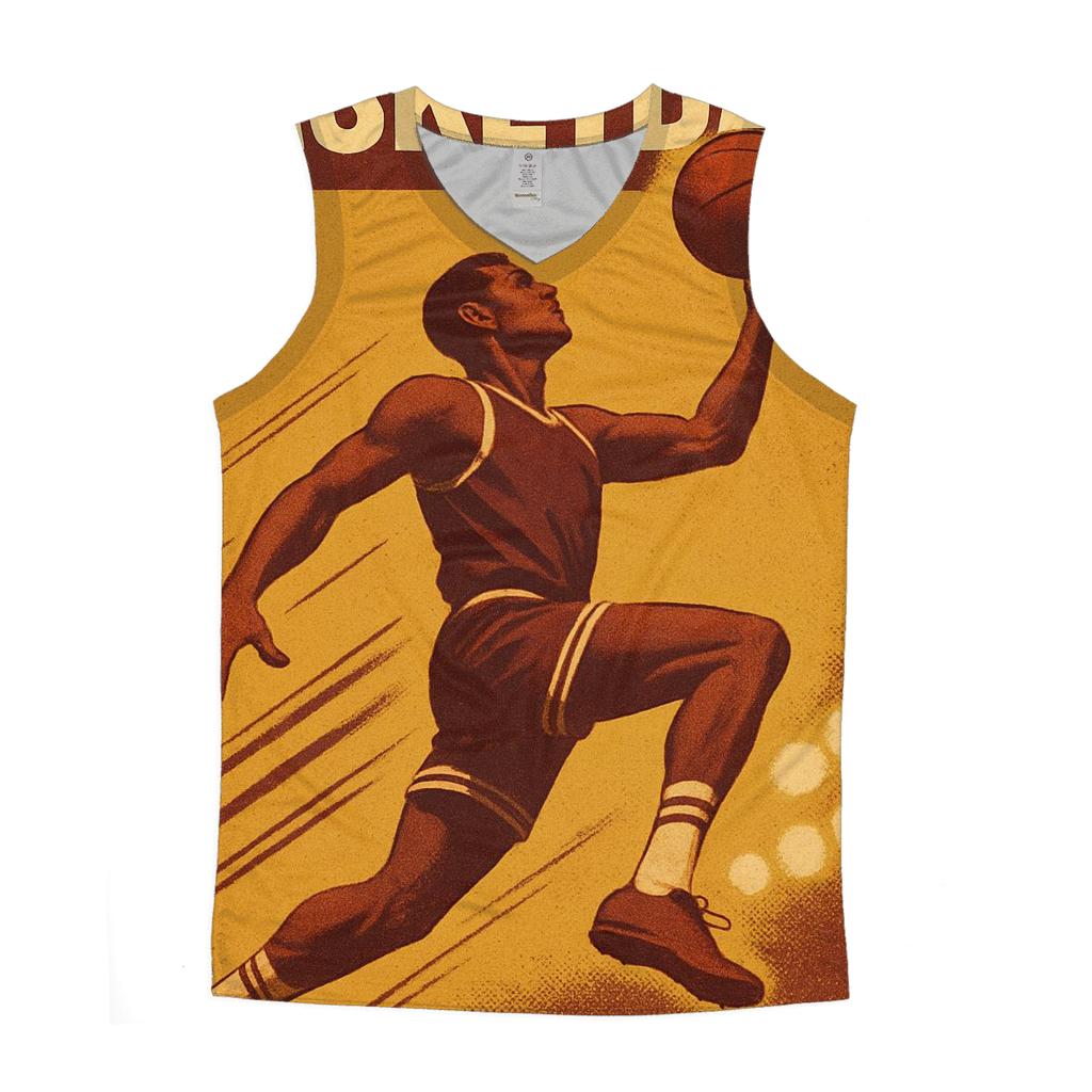 Retro Court Basketball graphic print tank tops