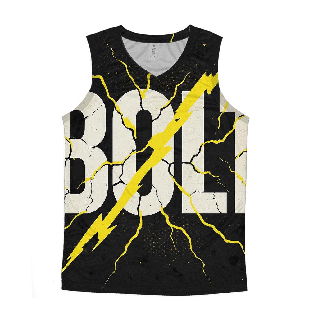 Bold Typeface Lightning cotton sleeveless tops