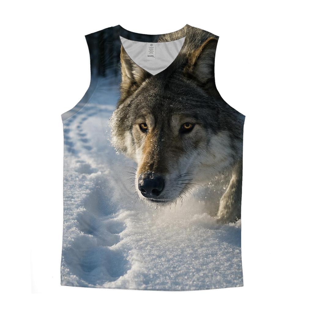 Snow Trail Tracking Study graphic print tank tops