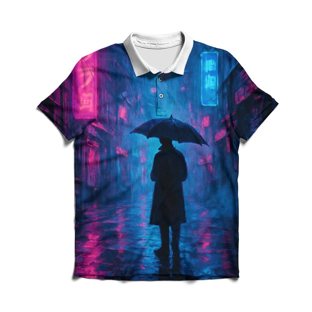 Neon Rain Alley embroidered polo tops