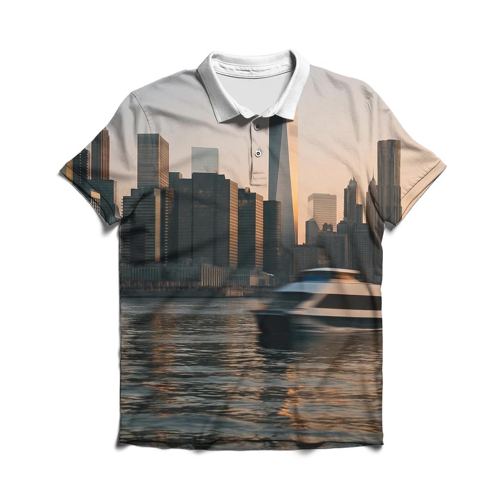 Sunrise Reflections Over Lower Manhattan embroidered polo tops