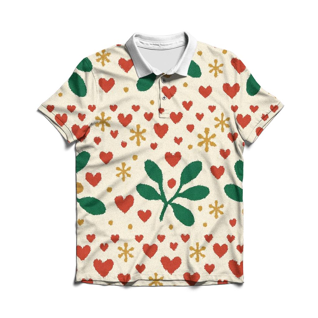 Merry Mistletoe Confetti Design designer slim fit polos