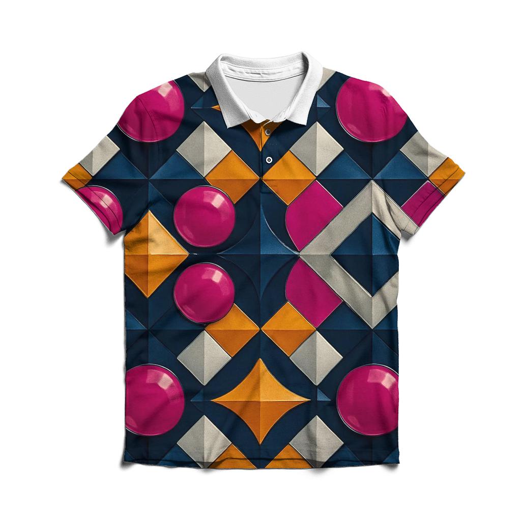 Cosmic Disco Geometry branded logo polo shirts