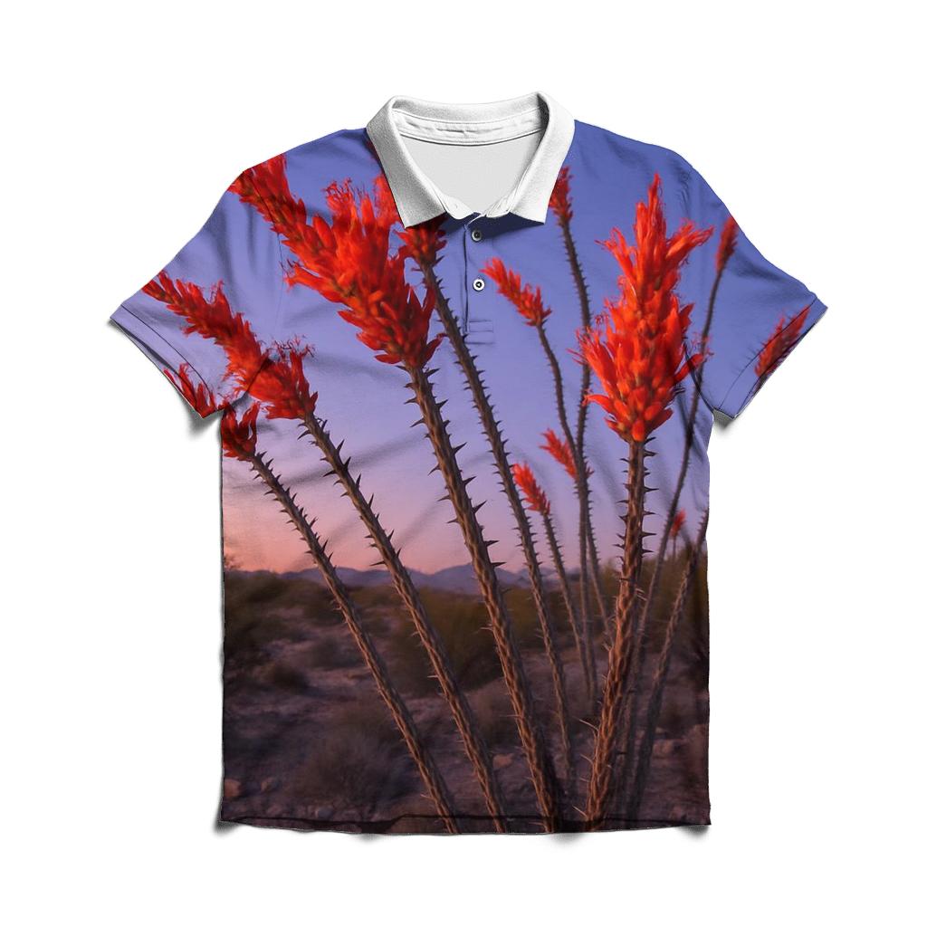 Desert Evening Ocotillo Bloom personalized polo shirts