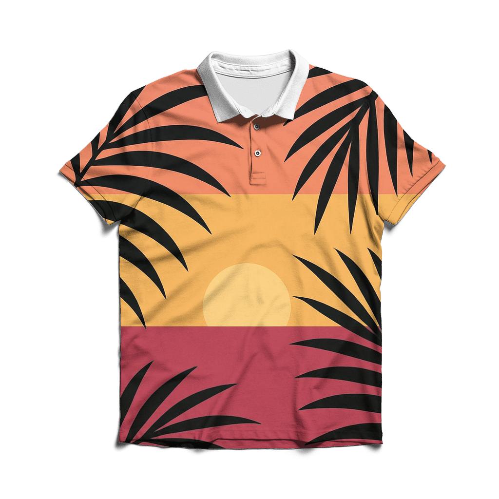 Sunset Palm Lines premium cotton polo shirts
