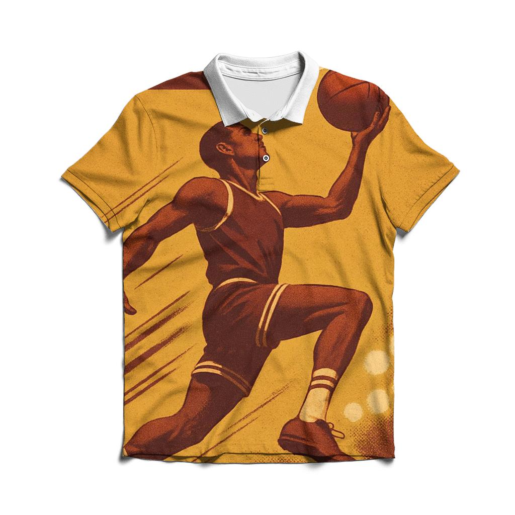 Retro Court Basketball embroidered polo tops