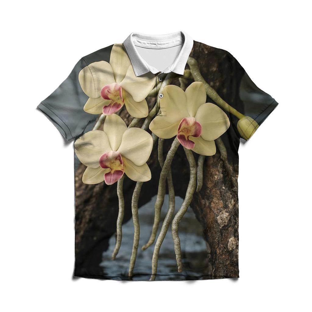 Mangrove Orchid Tidepool Contrast branded logo polo shirts