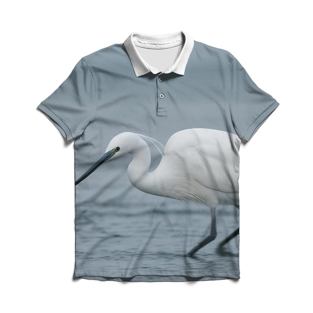 Wader Sweep — Little Egret casual sports polo shirts