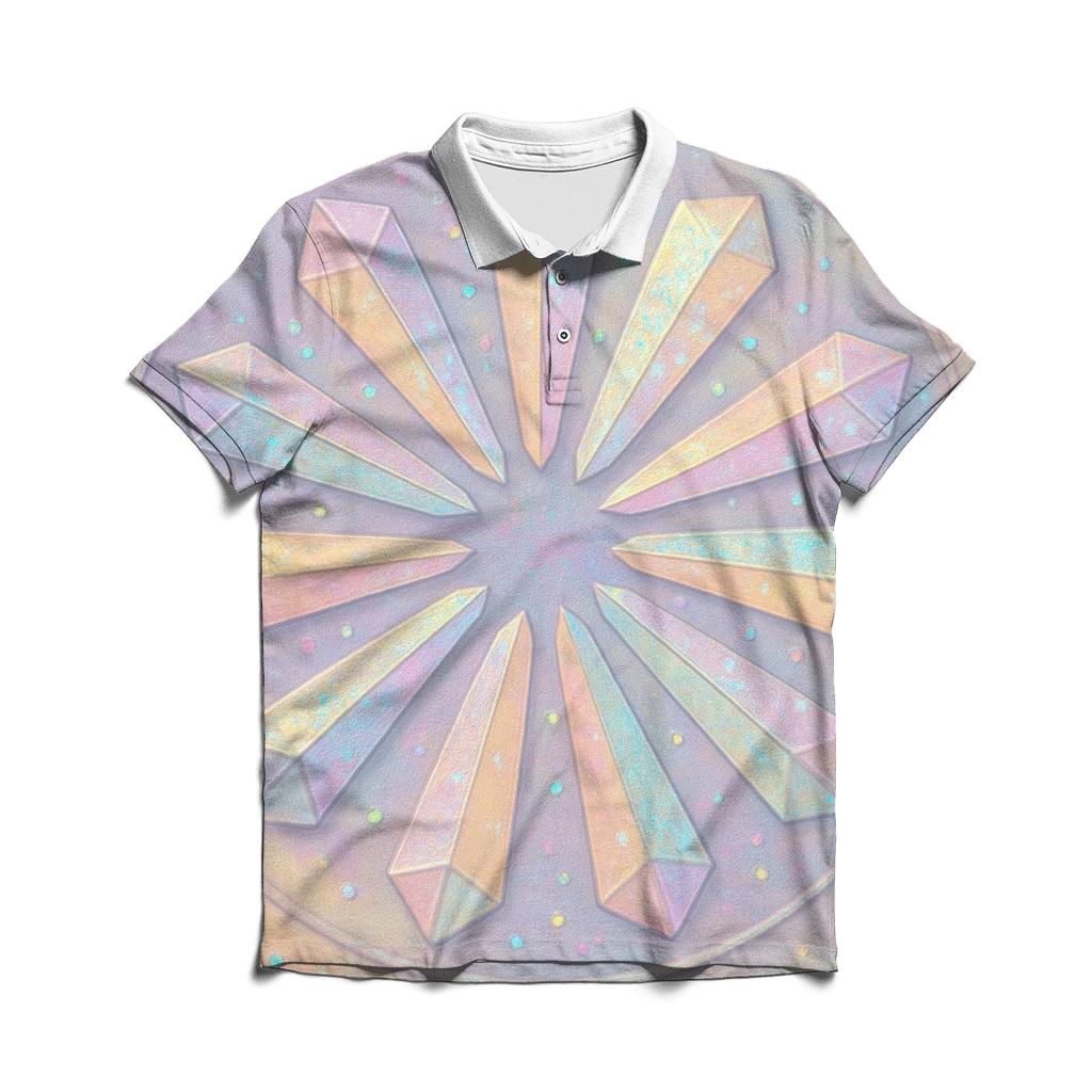 Pastel Prism Carousel embroidered polo tops
