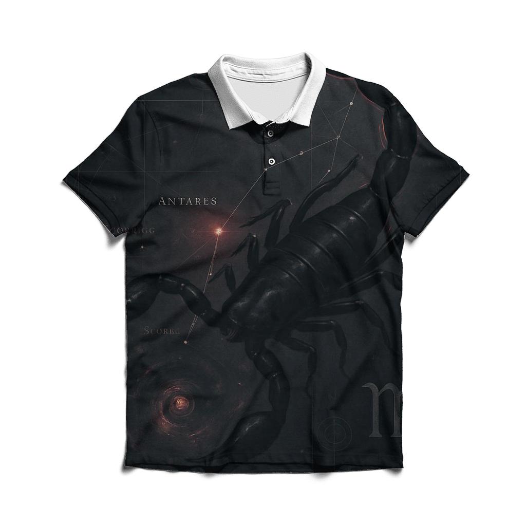 Scorpio Galactic Scorpion Design embroidered polo tops