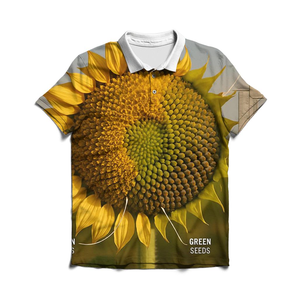 Pollinator Alley Sunflower Cross Section embroidered polo tops