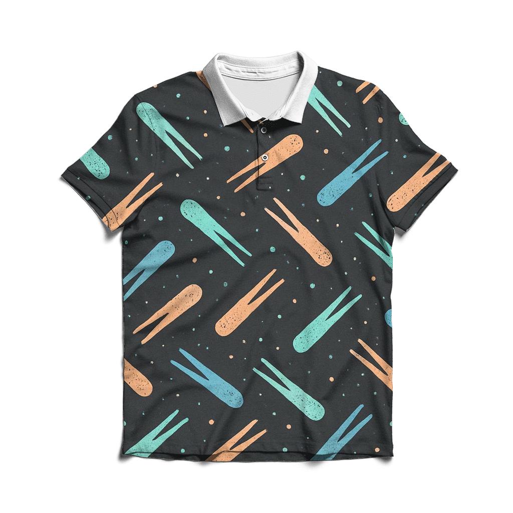 Meteor Trail Mosaic embroidered polo tops