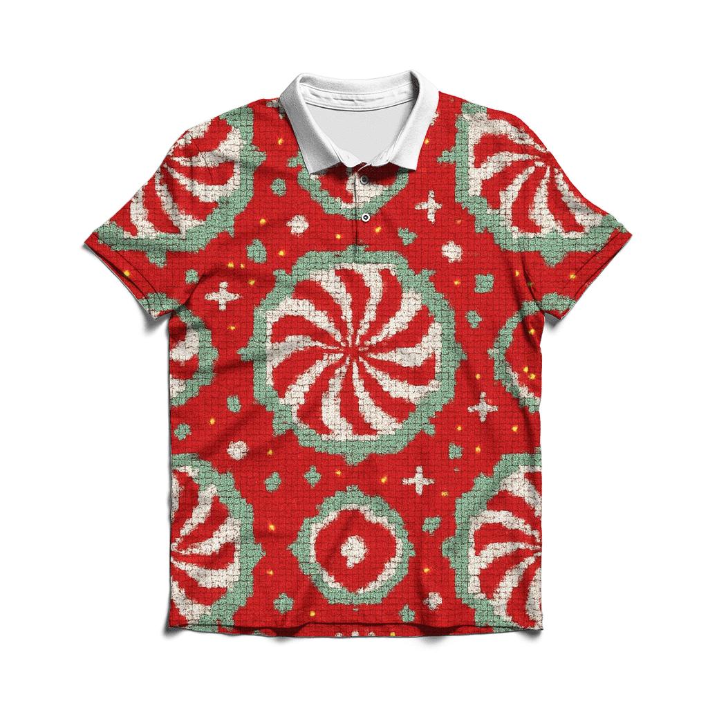 Peppermint Stripe Burst Design designer slim fit polos