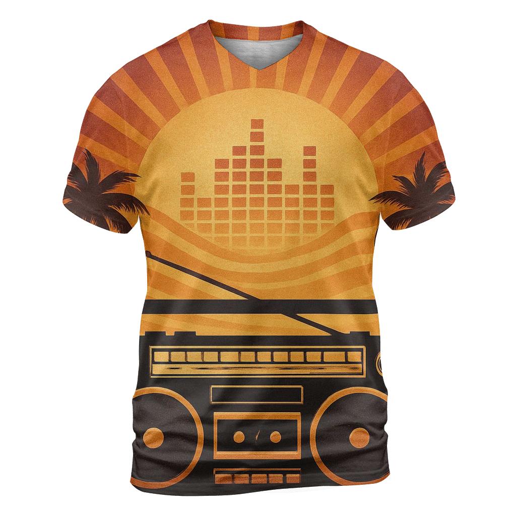 Boombox Sunset Silhouette designer pattern shirts