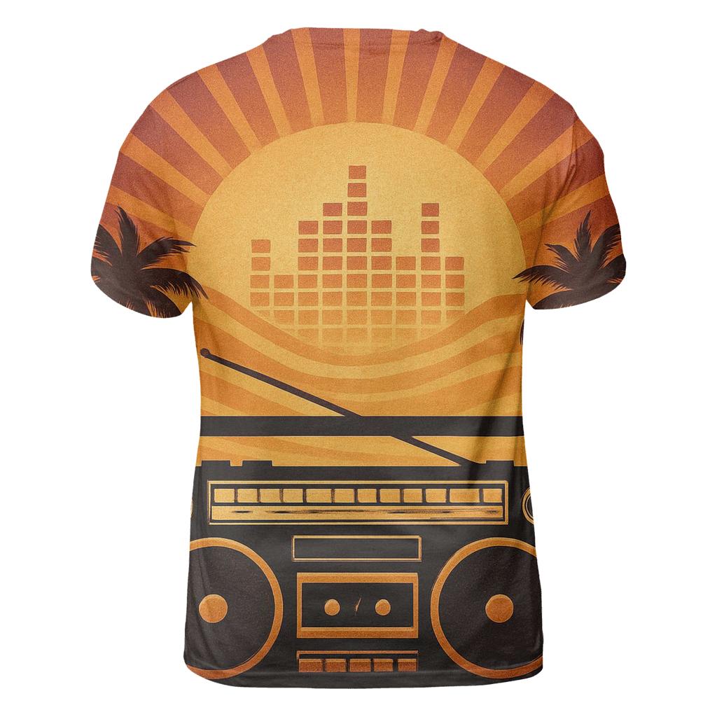Boombox Sunset Silhouette designer pattern shirts