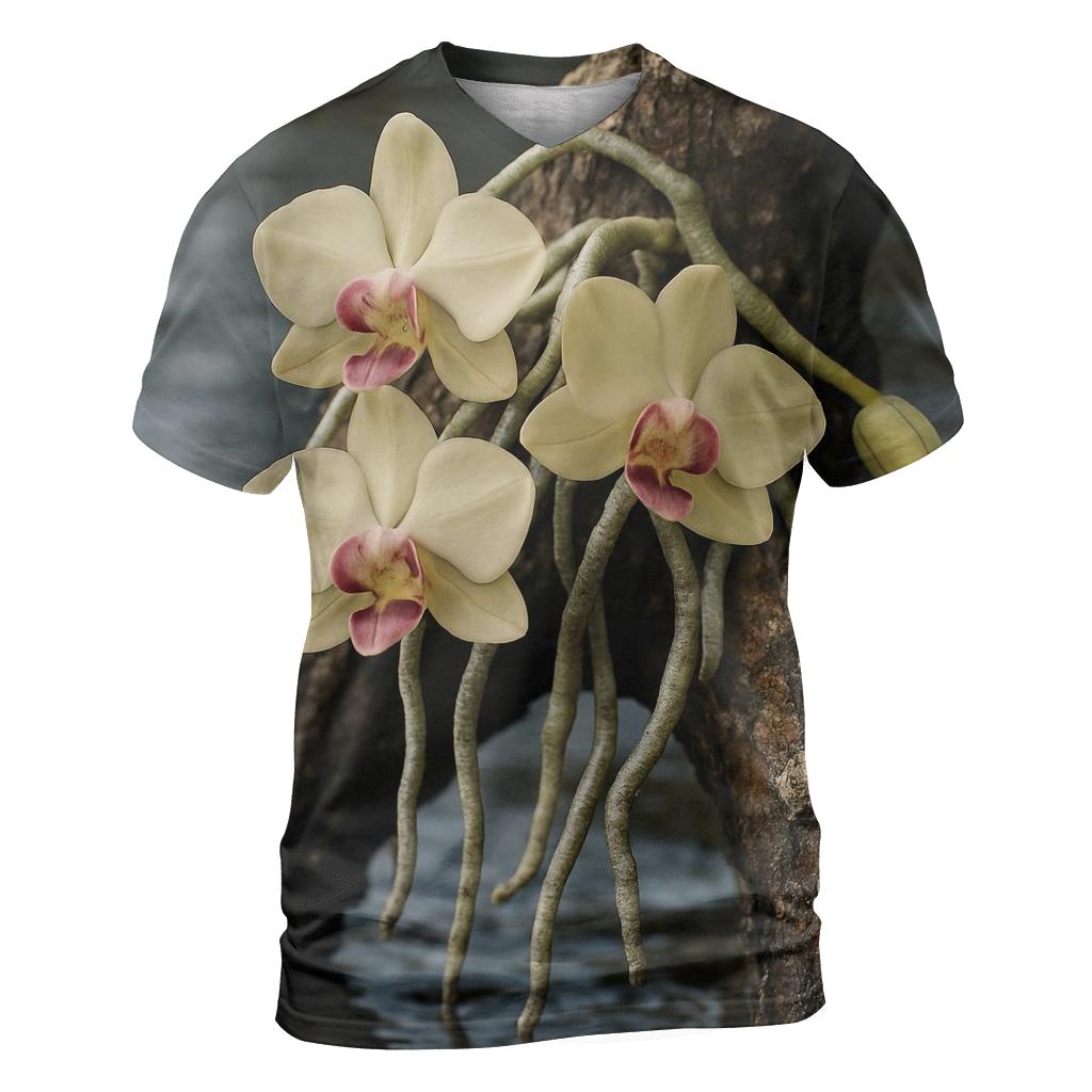 Mangrove Orchid Tidepool Contrast statement graphic shirts