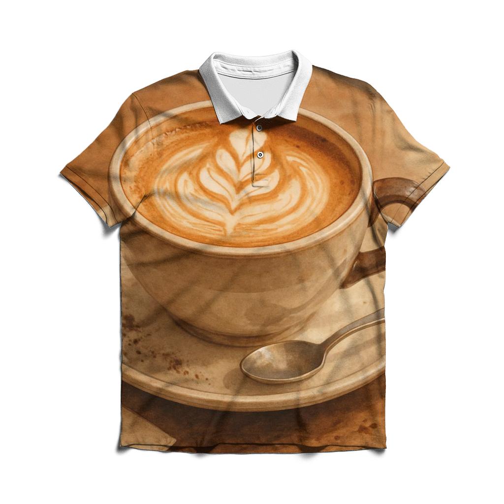Latte Swirl Art designer slim fit polos