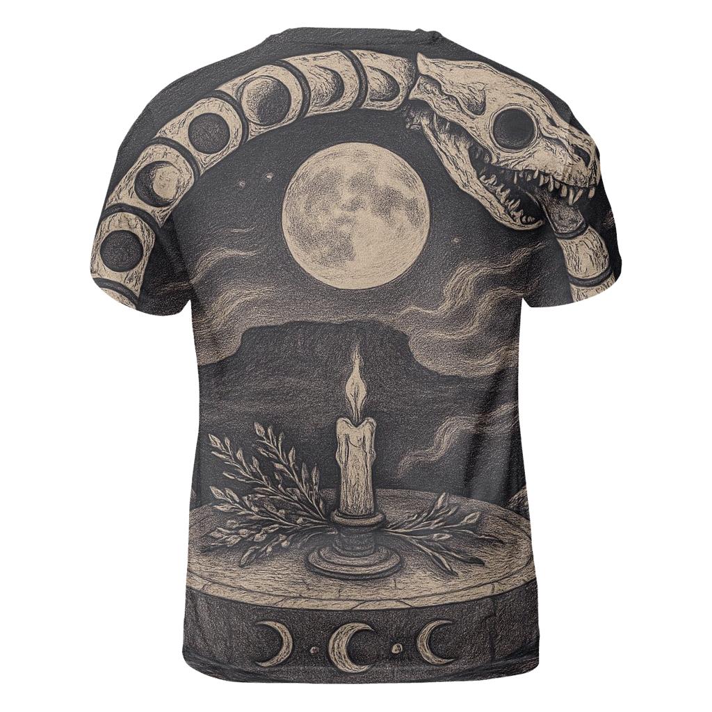 Lunar Bone Ouroboros artistic all-over print tops