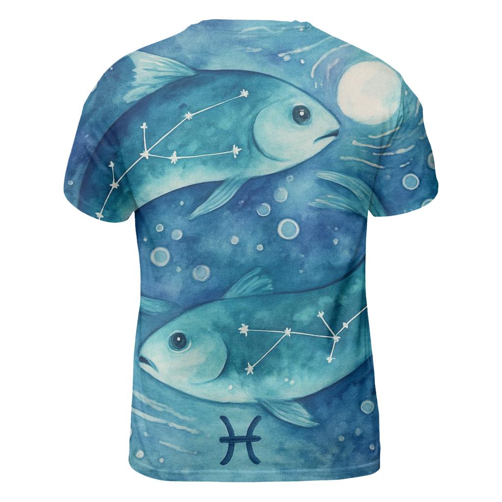 Pisces Cosmic Fish Dream Scene trendy printed shirt styles