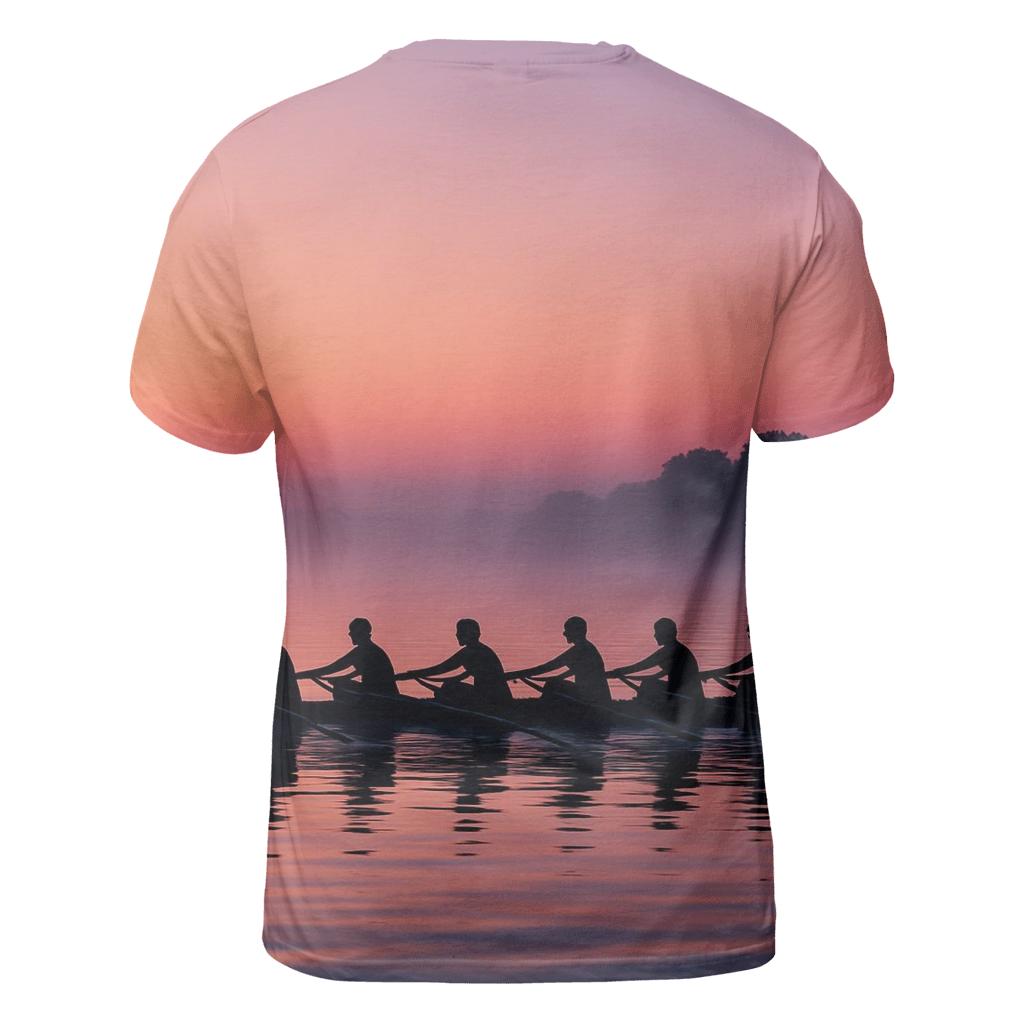Rowing Sunrise Silhouette creative print fashion shirts