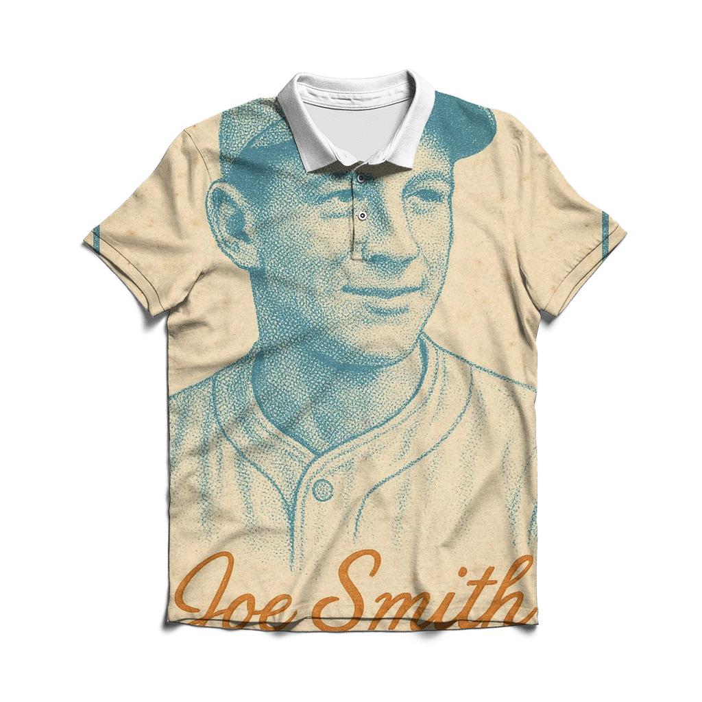 Old School Baseball Card Portrait casual sports polo shirts